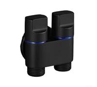 Double Control Angle Valve for Toilet, Bidet & Washing Machine - G1/2" (20mm) Dual Outlet Brass-Alloy Triangle Valve with Metal Han(Black)