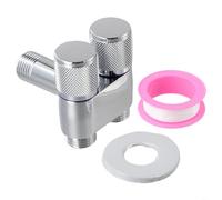 Double Control Angle Valve, G1/2 Three Way Diverter, Alloy Metal Handle, Dual Socket Autonomous Control, For Bathroom Toilet Bidet Sprayer, Kitchen Sink(Silver)