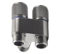 Double Control Angle Valve with Two-Way Outlet for Toilet Bidet Sprayer, G1/2 Standard 4-Point Interface, Metal Handle Rotary Switch, Suitable for Bathroom(Gray)