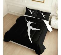 Double Coverless Duvet 200 x 200 cm Abstract Female Dancer 3 Piece 7.5 Tog Down Alternative Comforter Set black with 2 Pillowcases, Machine Washable