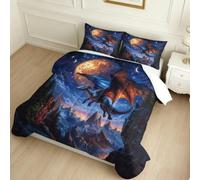 Double Coverless Duvet 200 x 200 cm Starry Sky Dragon 3 Piece 7.5 Tog Down Alternative Comforter Set blue with 2 Pillowcases, Machine Washable