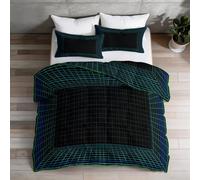 Double Coverless Duvet Set 7.5 Tog, 80S Retro Arcade Background Geometric Grid Black Reversible Comforter, Machine Washable, All-Season Bedding for Boys' and Girls' Room, 200 x 200 cm
