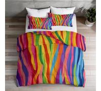 Double Coverless Duvet Set 7.5 Tog, Retro Fashion Rainbow Zebra Pattern Multicoloured Reversible Comforter, Machine Washable, All-Season Bedding for Boys' and Girls' Room, 200 x 200 cm
