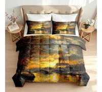 Double Coverless Duvet Set Eiffel Tower Sunset Bed Cover Bedding Duvets Sets European Architecture Reversible Quilt Set All Season, Lightweight Washable Comforter with 2 Pillowcases 1q365