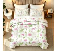Double Coverless Duvet Set French Floral Pattern Summer Printed Comforter