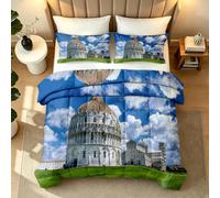Double Coverless Duvet Set Pisa Cathedral 3D Reversible Bed Duvets Sets Italy Architecture All-Season quilt Machine Wash Bedding Soft Warm Breathable and 2 Pillowcases 1y882