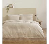 Catherine Lansfield Bamford Gingham Check Reversible Double Duvet Cover Set With Pillowcases Natural