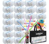 Double Crochet Yarn for Knitting, 20 x 50g Soft Chunky Yarn Set 100% Acrylic Yarn for Crochet, 2000 Metres Professional Knitting Yarn for Blankets, Baby Clothes, Hats, Gloves (White)