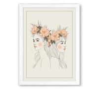 Double Crown Boho Framed Wall Art Print A1 (84.1×59.4cm) White, Wall Decor for Living Room, Bedroom, Office & Home, Ready to Hang, Art Gift