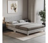 (Double, Crushed Velvet Silver) Victoria Bed Frame Padded Velvet Fabric UKFR