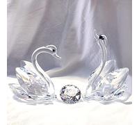 Double Crystal Swans Ornaments 25th Anniversary Wedding Gifts for Couples, 25 Years of Love Anniversary Presents Glass Swans Figurines Collectible with Silver Cut Diamond