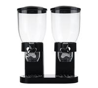 Double Cup Dry Food Dispenser with Transparent Body - Airtight, Portion-Control Paddle Dispenser for Cereal, Rice, Granola