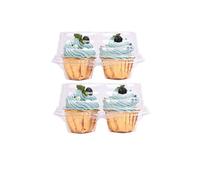 Double Cupcake Container,2 Compartment Cupcake Container - Deep Cupcake Carrier Holder Box - Clear - Stackable - Clamshell Cupcake Container Ideal to Carry Cupcakes or Birthday Party (20)