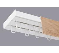 Double Curtain Ceiling Rail Track Pcv 240 Cm (L) Hooks + Light Oak Cover