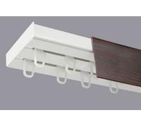 Double Curtain Ceiling Rail Track Pcv 240 Cm (L) Hooks + Mahogany Cover