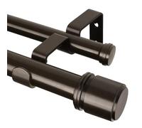 Double Curtain Pole Bronze 90-182 cm, HOTOZON 25mm Extendable Curtain Poles for Eyelet Curtains, Wall Mounted Window Curtain Rod with Cap Finials for Windows