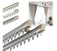 Double Curtain Rail for Ceiling Mount Sturdy 2-Lane Track System Noise-Reducing Nano-Coating Aluminum Ideal for Living Room Bedroom Room Dividers (White 340cm)