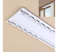 Double Curtain Rail, Heavy-Duty Aluminum Ceiling Track, Easy Install for Living Room, Bathroom, Bedroom, 2M/6.5FT, White, Perfect for Room Dividers.