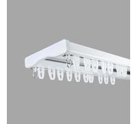 Double Curtain Rail Track, Heavy Duty Aluminium and PVC Ceiling Set, With Hooks (180cm)