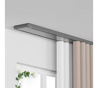 Double Curtain Rail Track Silent Heavy Duty Drop Ceiling Curtain Track for Curtains-Room Divider For Living Room Bedroom Room Divider 0.6~6.8m Ceiling Mount Curtains Rail(Gray,3.4m(11.2ft))