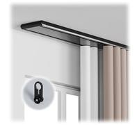 Double Curtain Rails - Silent Metal Ceiling Tracks with Steel Blade Pulleys Easy Install Aluminium Rail Black 420 cm for Smooth Operation