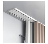 Double Curtain Rails Ultra Thin Minimalist Ceiling Mounted Aluminum Track Silent Sliding Rod for Curtains Adjustable for Spaces 1.0m to 6.0m (White 1.40m)