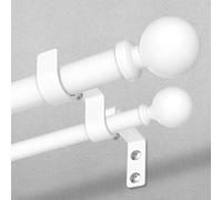 Double Curtain Rod, 1 Inch White Dual Extra Long Curtain Rods for Windows 72 to 144 Inch, Decorative Adjustable Heavy Duty Telescopic Spliced Window Treatment Rods for Bedroom Living Room