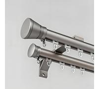 Double Curtain Rod 2-Layer Aluminum Drapery Track Wall-Mounted Metal Curtain Rail Blackout Curtains for Living Room & Bedroom Gray 3.50m Length