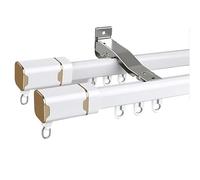 Double Curtain Rod for Ceiling or Wall Mount Silent Aluminum Room Dividers Privacy Curtains Office & Living Room Decor White 5m/4x1.25m