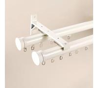 Double Curtain Rod for Tracks Wall Mounted, Sliding Curtain Track System White Aluminum Heavy-Duty Rails 100-600cm Adjustable for Living Room