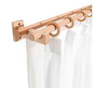 Double Curtain Rod For Windows 100-320cm, Solid Wood Track With Bracket Accessories, Suitable For Blackout Or Room-darkening Panels(200cm)