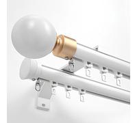 Double Curtain Rod For Windows 2.2~19.6ft, Heavy Duty Double Drapery Rod Set, Luxury Thick Aluminum Alloy Curtain Rails For Living Room Bedroom Room Divider(Color:White,Size:280cm(2 * 140cm))