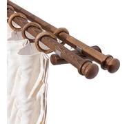 Double Curtain Rod Set 240cm Side Mounted Wooden Rod with Brackets End Wood Grain Finish Adjustable Length Ideal for Living Room Bedroom 1 Piece (Double 320cm)