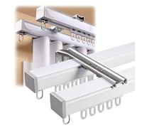Double Curtain Rod Set for Windows, Heavy Duty Aluminum Curtain Rail System | Curtain Track Ceiling/Wall Mounted For Living Room Bedroom Room Divider(Wall,2.20m/7.2ft/87'')
