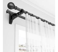 Double Curtain Rod Set, Zinc Alloy Decorative Window Rod With Finials