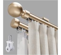 Double Curtain Rod Sturdy Aluminum Track 50-1500 cm Quiet Wall-Mount Design Perfect for Living Room & Office Curtain Sliding System & Room Divider (Gold 1000 cm)
