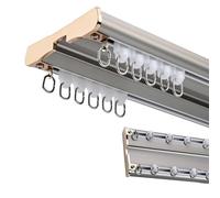Double Curtain Rod Track Kit - Silent Wheels, Aluminum Ceiling Mounted, Gray, 145cm (4.7ft) - Perfect for Drapes and Window Treatments