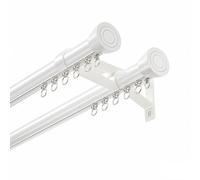 Double Curtain Rod Wall-Mounted, 100-600CM Adjustable Aluminum Alloy, Silent Decorative Bay Window Pole with Complete Kit for Living Room, Office, Bathroom, White (1.8m)