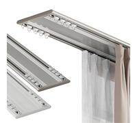 Double Curtain Rod with Hooks, 1.1m Silent Aluminum Double Layer Rod for Living Room and Bedroom, Room Divider, Antique Bronze Finish, Adjustable and Durable.