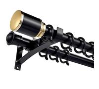 Double Curtain Rods for 68 69 cm Bedroom Set with Brackets Adjustable Room Divider Rod (Black 90 cm 2.95 ft) Elegant Home Decor Solution
