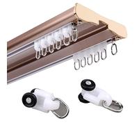 Double Curtain Rods for Ceiling Easy Install with Silent Rollers Pink Color Perfect for Living Room & Bedroom 410cm Length Stylish Home Decor.