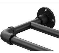 Double Curtain Rods for Windows 66 to 120-1 Inch Heavy Duty Dual Curtain Rod - Wrap Around Blackout Curtain Rod Black - Adjustable Double Window Rods for Patio Door, Bedroom, Kitchen