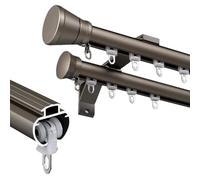 Double Curtain Rods For Windows Roman Rod Aluminum Heavy-Duty Silent Rail Sliding Curtain Track Wall Mounted For Room Divider Living Room Bedroom Hospital(Champagne,300cm)