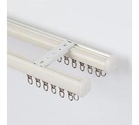 Double Curtain Rods Set - 4.6ft Solid Wood Look Ceiling/Wall Mount - Room Divider Track - Dual Curtain Rails for Elegant Home Decoration - & Stylish