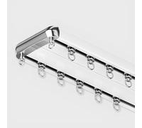 Double Curtain Rods Set for Windows, Heavy Duty Dual Track Ceiling and Wall Mount | Silent Drapery Pole Kit, Conjoined Room Divider System for Bedroom & Living Room(White,290cm/2 * 145cm)