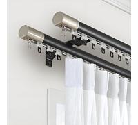 Double Curtain Track 1.6m Wall Mounted Sturdy Sliding Curtain Rail for Room Divider Suitable for Living Room Bedroom Hotel Black Available in 1m 2m 3m 4m 5m