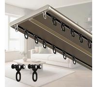 Double Curtain Track 2Layer UltraSlim Design Ceiling Mounted Room Divider for Bedroom Living Room Hotels & Hospitals (Gold 1.8m/5.9ft)