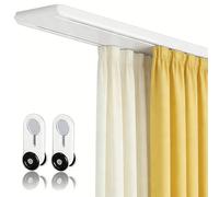 Double Curtain Track 4.1m/13.45ft White Aluminum Ceiling-Mounted Rail 2-Layer Design for Smooth Sliding Sheer Curtains Ideal Room Divider and Drapery Solution