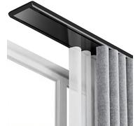 Double Curtain Track 4.2M Aluminum Ceiling Mount Quiet Gliding Dual Track System for Living Room & Bedroom Black Easy Installation Perfect for Drapes & Curtains