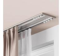Double Curtain Track Ceiling Mount 3.5m Aluminium Curtain Rod Black White Silent Rollers for Bathroom & Window 2 Layer Design Adjustable Length 100 600cm Gold Finish.